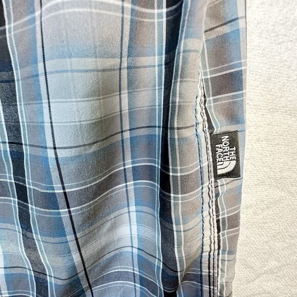 The North Face‎ Shirt Mens Large Gray Plaid Short Sleeve Button Up Casual Adult - Picture 9 of 9